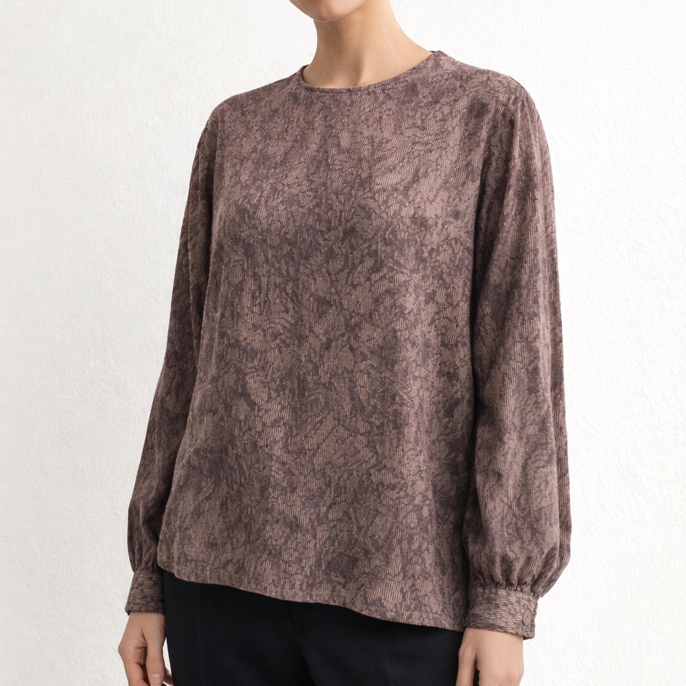 Vintage Armani Le Collezioni Taupe Jacquard Blouse Size 4